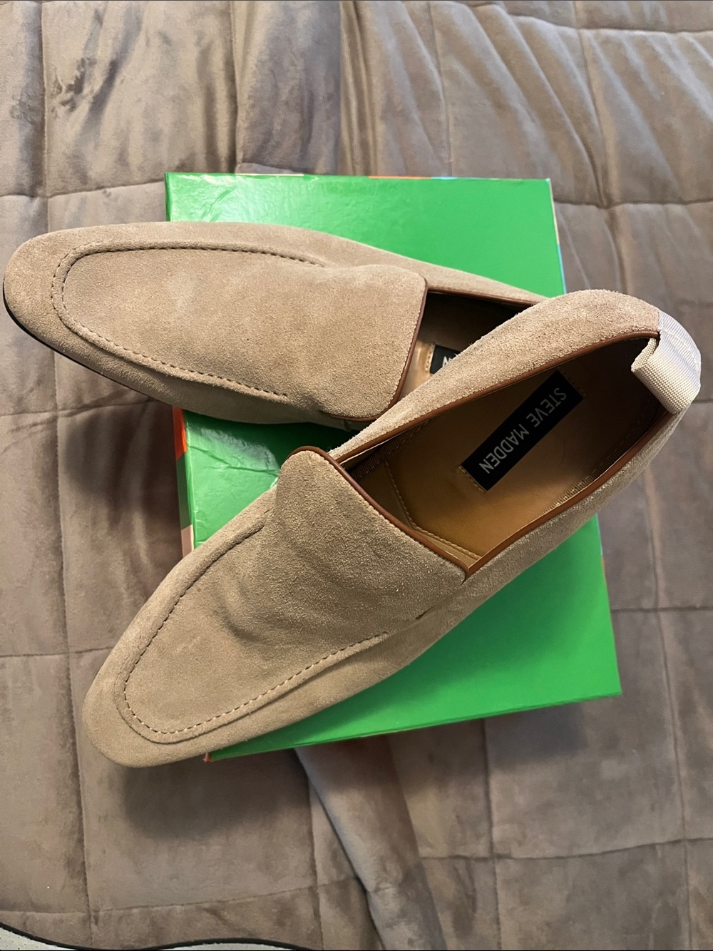Steve Madden Taupe Suede Slip-On Loafers